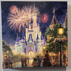 Thomas Kinkade Disney castle fireworks